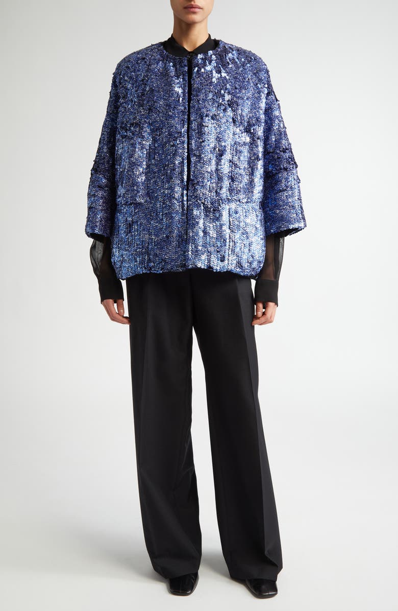 Dries Van Noten Embellished Cocoon Jacket, Alternate, color, Blue