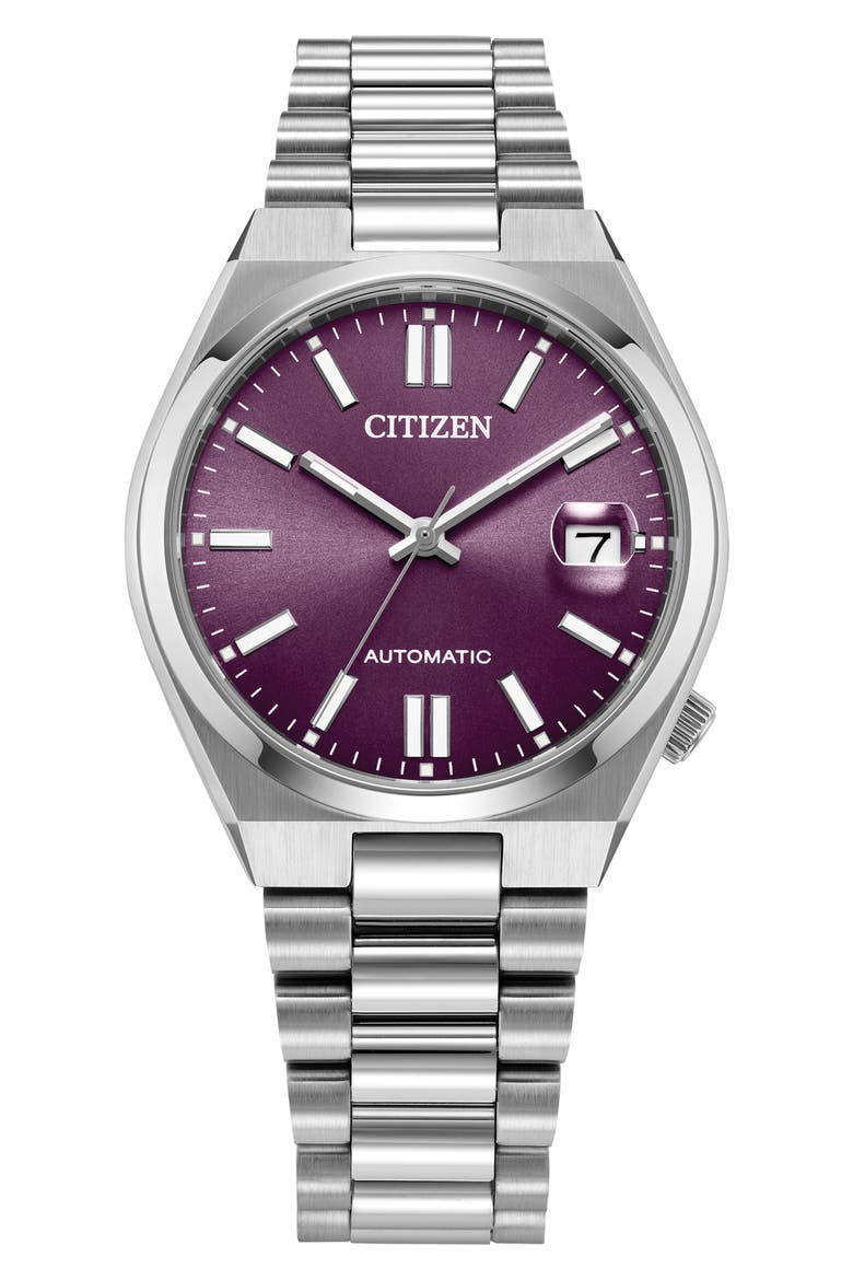 TSUYOSA Automatic Bracelet Watch, 37mm, Main, color, SILVER-TONE PURPLE