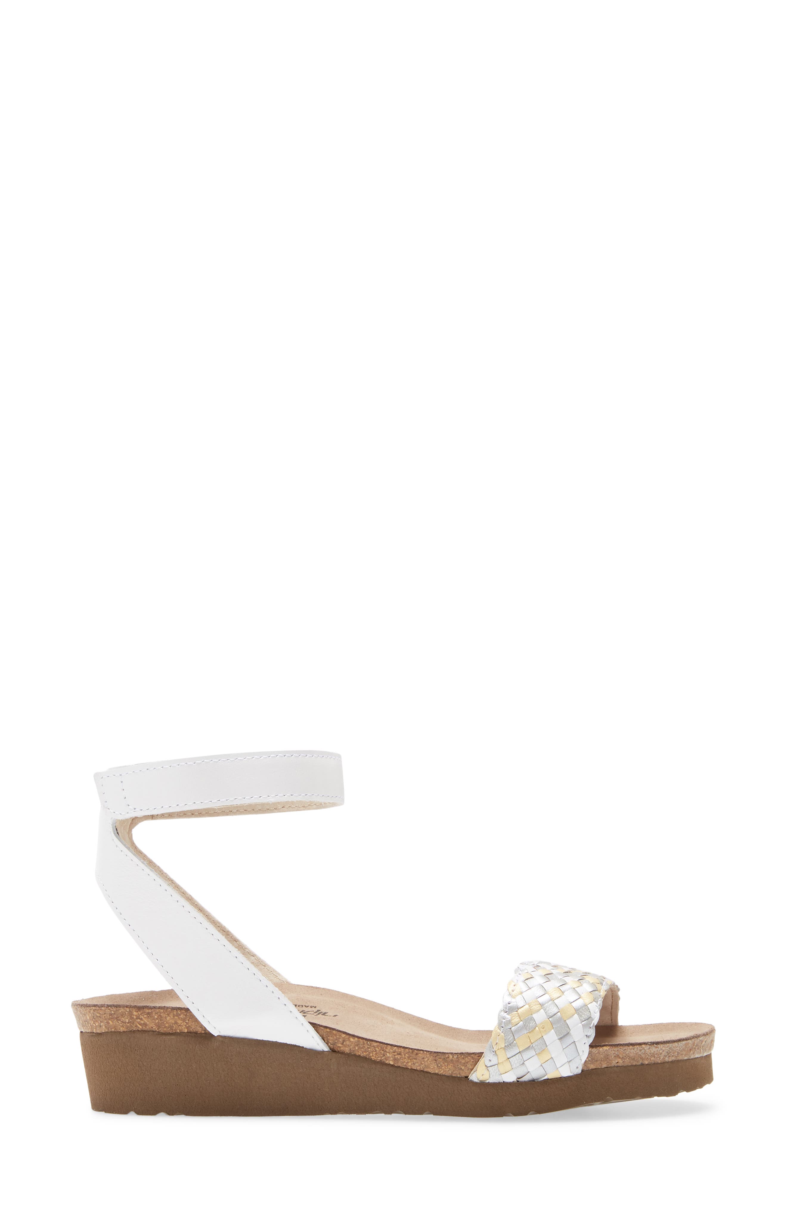 Naot Abbie Ankle Strap Sandal, Alternate, color, White Metallic/ Pearl Leather