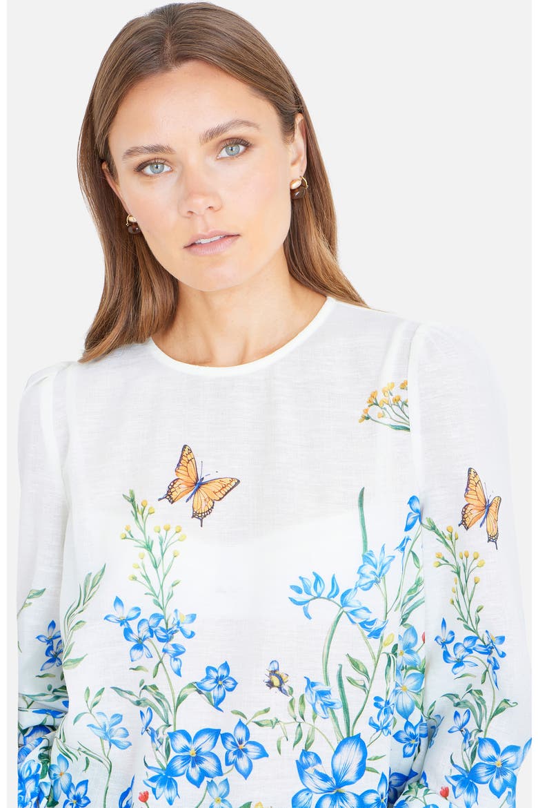 Butterfly Print Long Sleeve Top, Alternate, color, Ivory