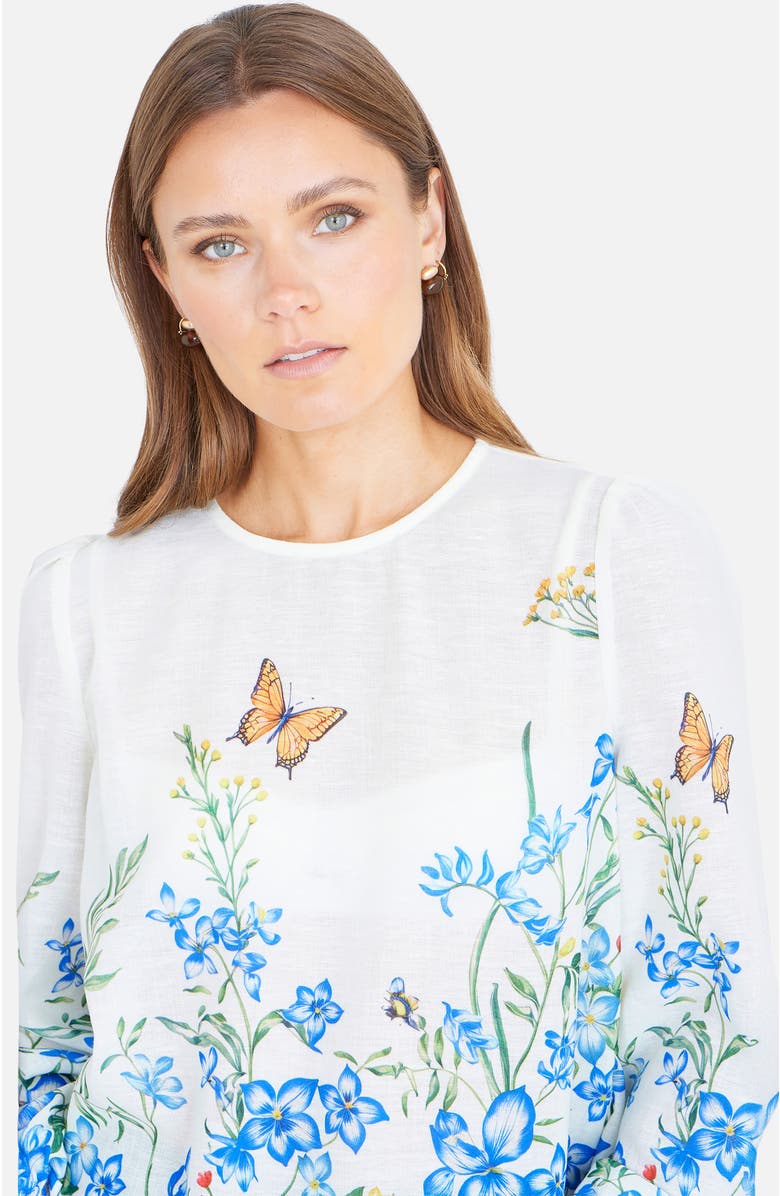Yumi Butterfly Print Long Sleeve Top, Alternate, color, Ivory