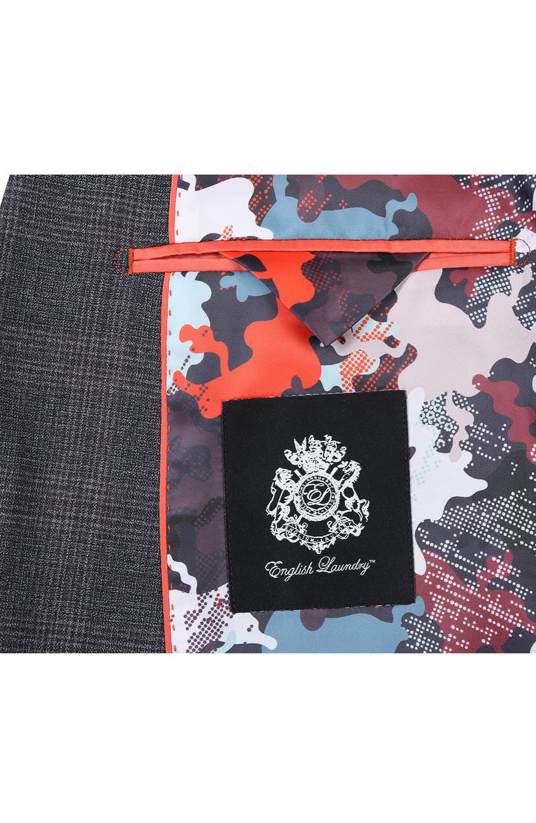 English Laundry Plaid Trim Fit Peak Lapel Wool Blend Two-Piece Suit, Alternate, color, Brown