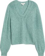 Treasure & Bond Oversize Pointelle V-Neck Sweater