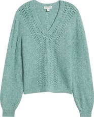 Treasure 
Bond Oversize Pointelle V-Neck Sweater