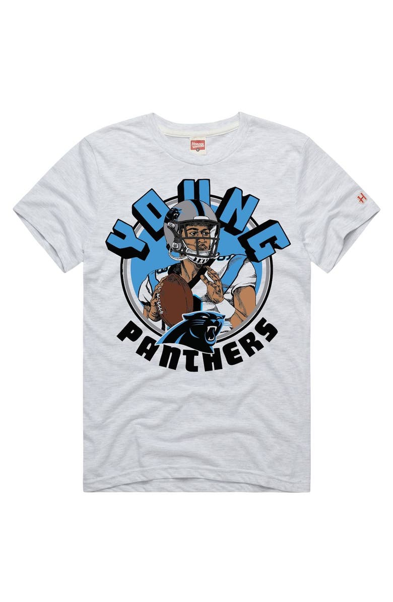 Homage Men's Homage Bryce Young Ash Carolina Panthers 2023 NFL Draft First Round Pick Caricature Tri-Blend T-Shirt, Main, color, 
