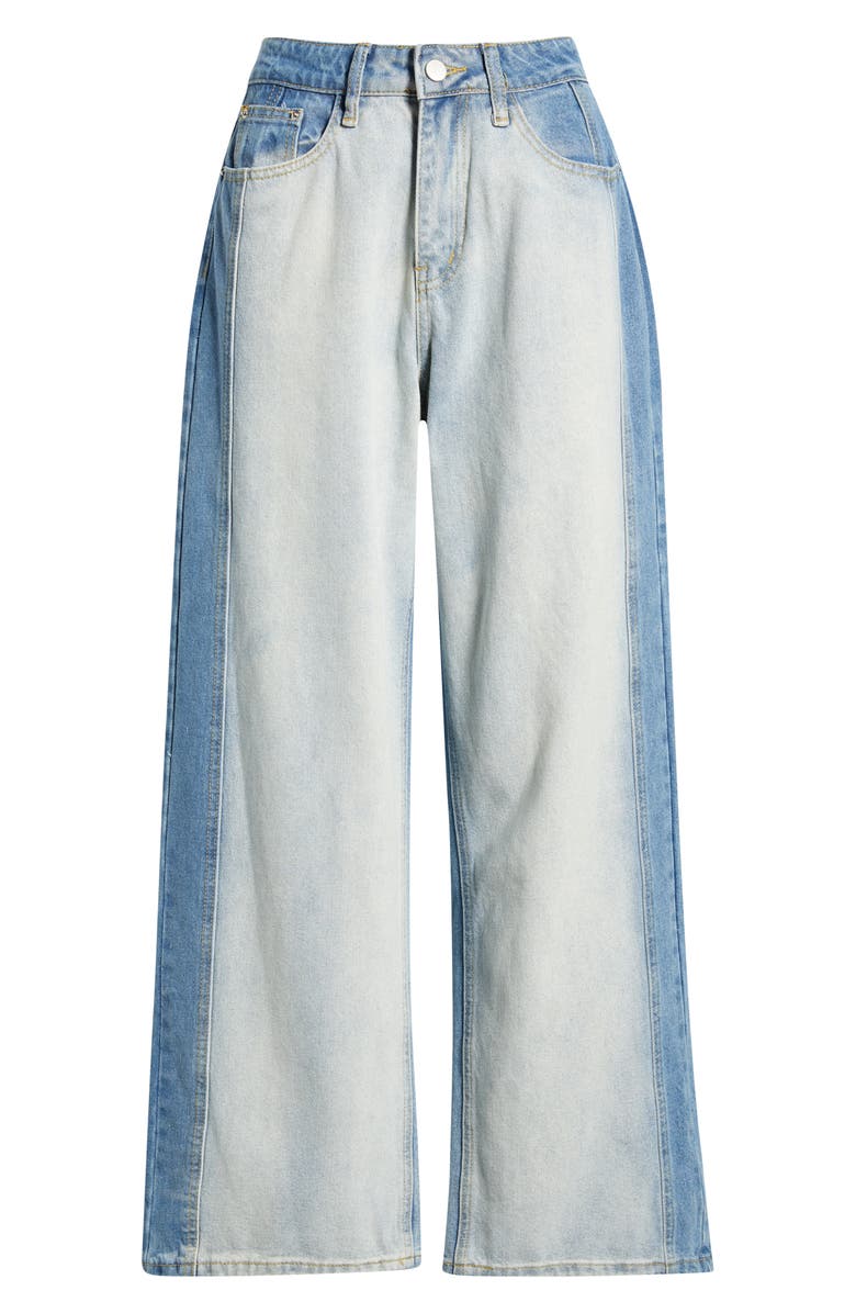 Petal & Pup Yuri High Waist Wide Leg Jeans, Alternate, color, Two Tone Blue