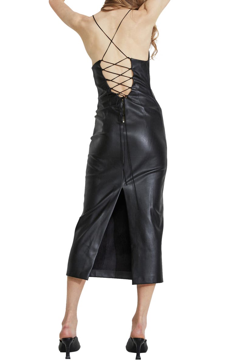 Bardot Helena Faux Leather Sleeveless Dress, Alternate, color, Black