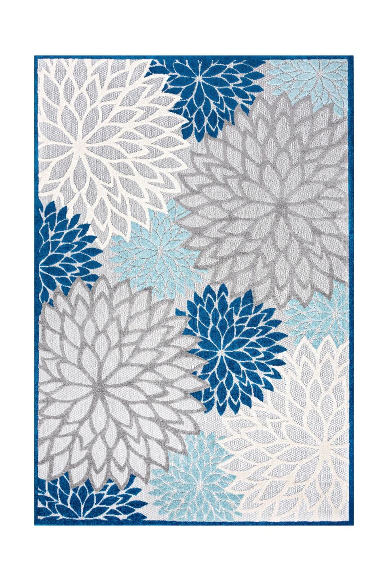 Minori Floral High-Low Indoor/Outdoor Area Rug, Alternate, color, Blue/Gray