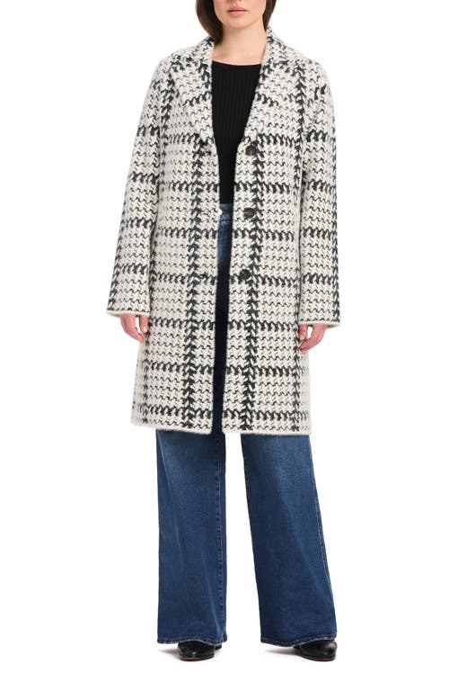 Vince Camuto Plaid Knit Coat In White