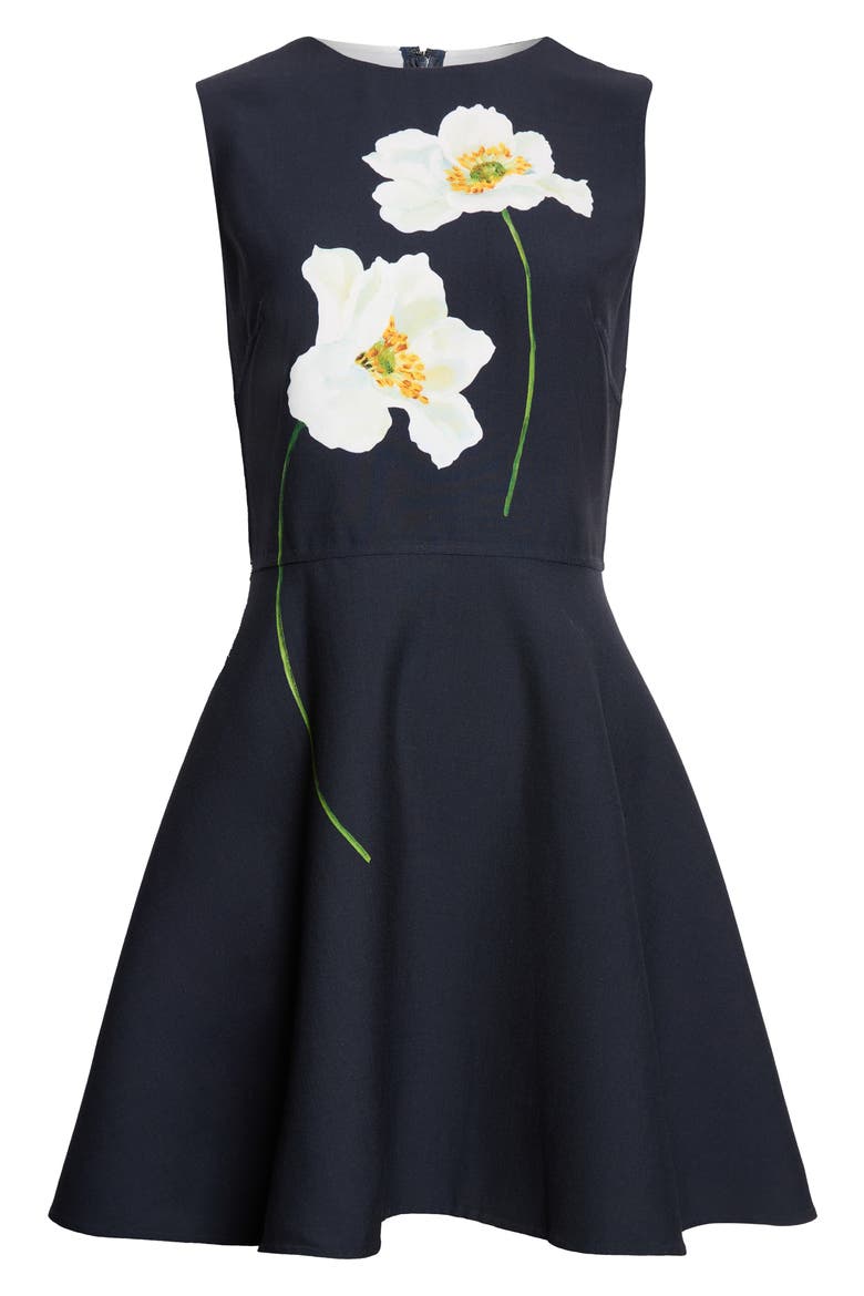 Peony Fit & Flare Dress, Main, color, WHITE/ NAVY