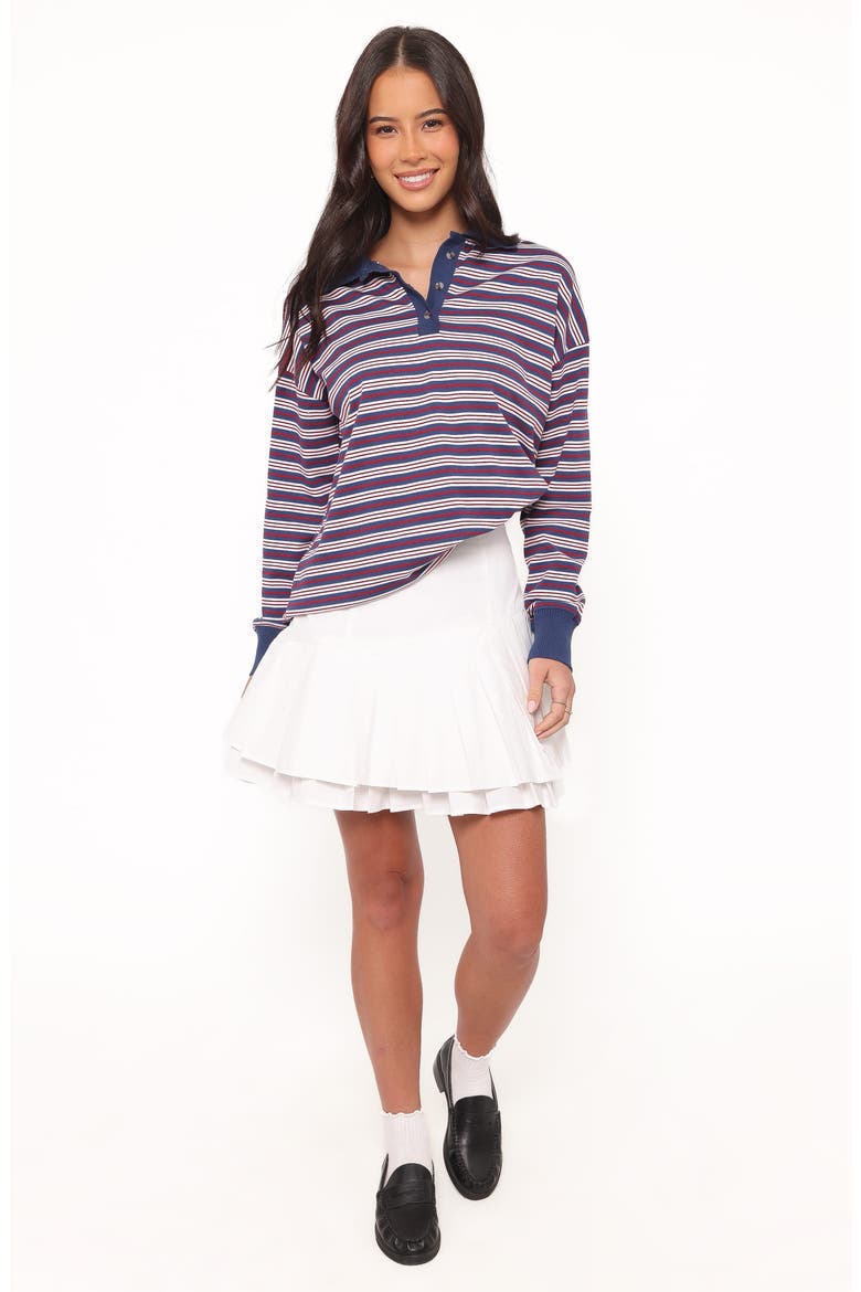 Beau Long Sleeve Polo Top, Alternate, color, NAVY STRIPE
