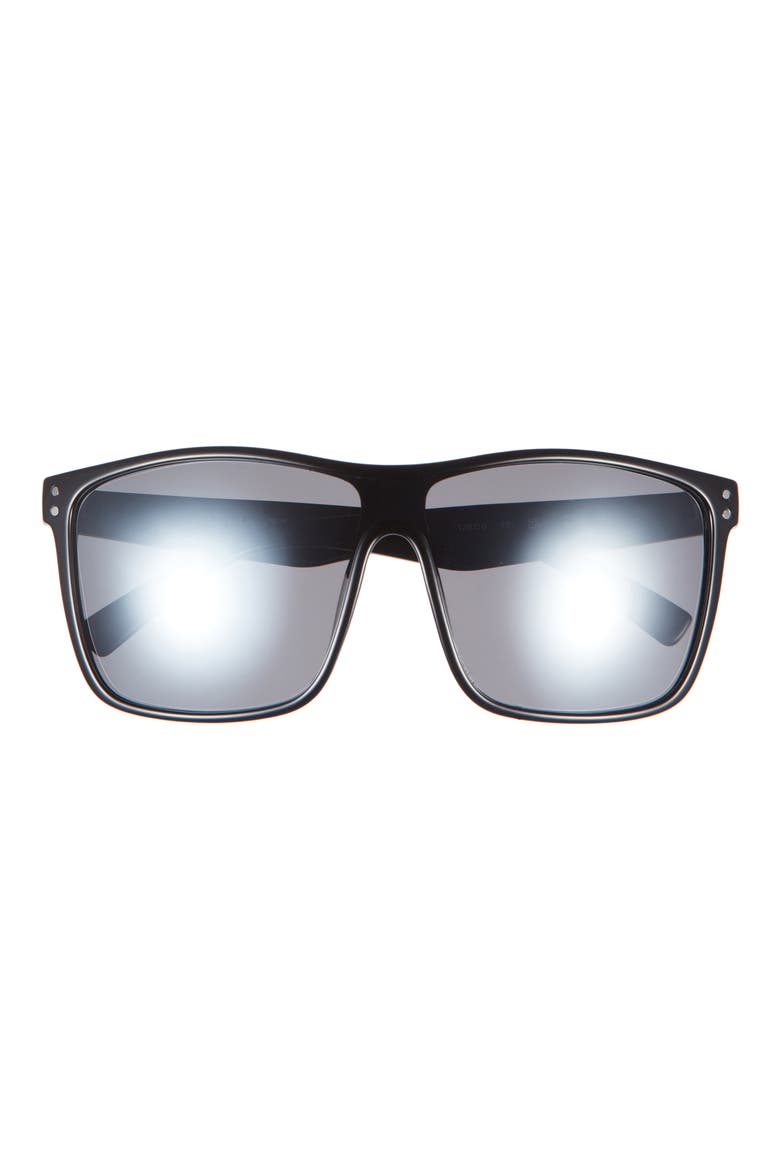 Rivet 55mm Polarized Shield Sunglasses, Main, color, BLACK
