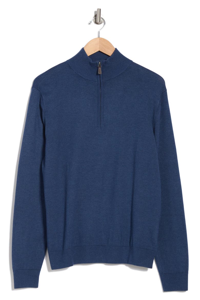 Solid Quarter Zip Pullover, Alternate, color, DENIM BLUE