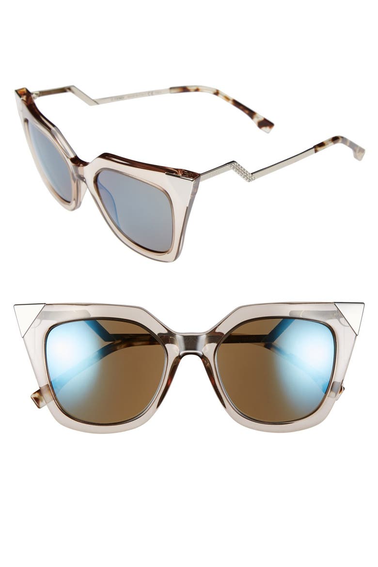 52mm Cat Eye Sunglasses, Main, color, TRANSDOVEG
