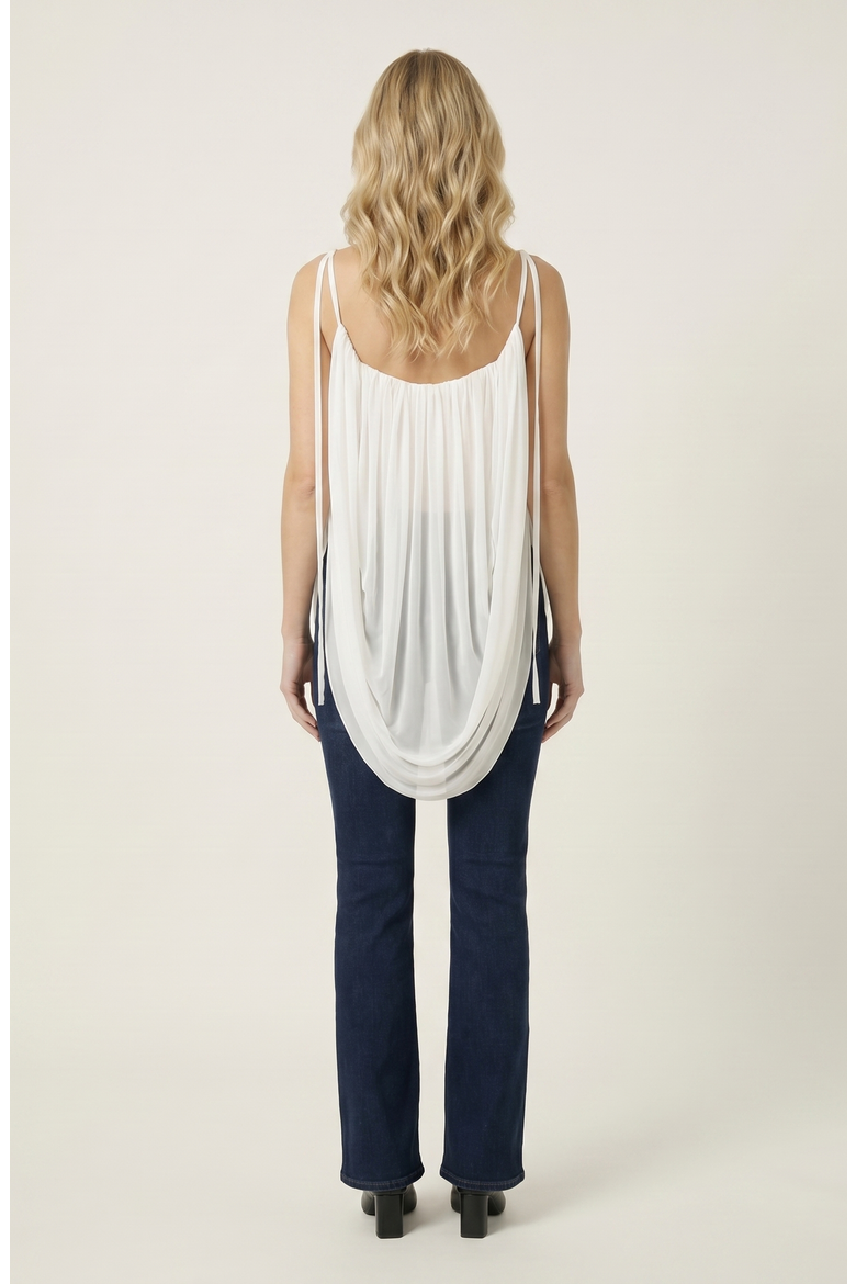 Draped Sweetheart Chiffon Camisole Top, Alternate, color, Ivory
