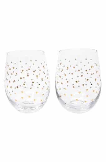 Draper James Stars Set of 2 Stemless Wine Glasses