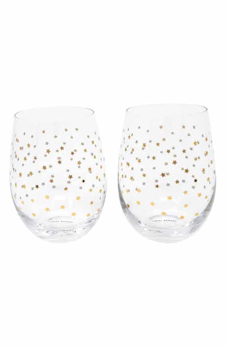 Draper James Stars Set of 2 Stemless Wine Glasses