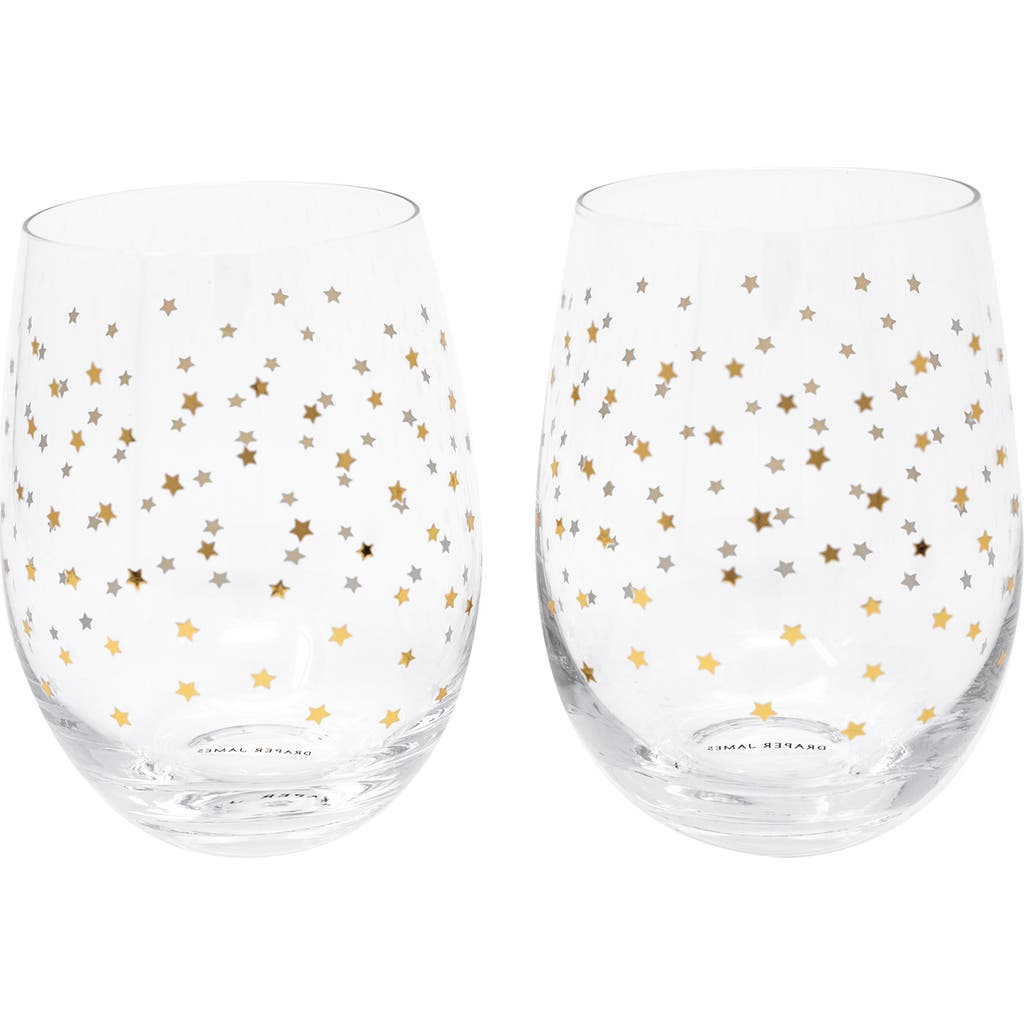 Draper James Stars Set Of 2 Stemless Wine Glasses