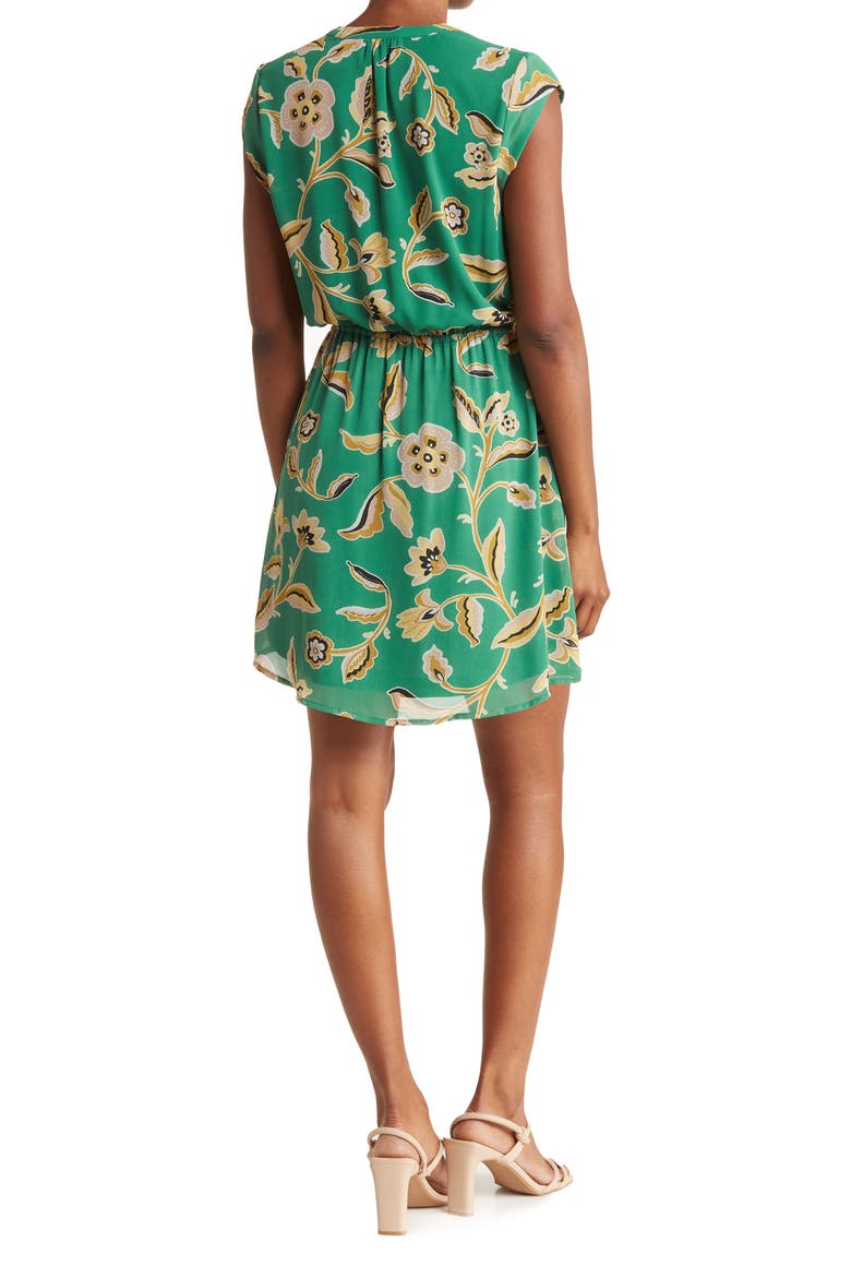 Cap Sleeve Split Neck Dress, Alternate, color, M928 GREEN