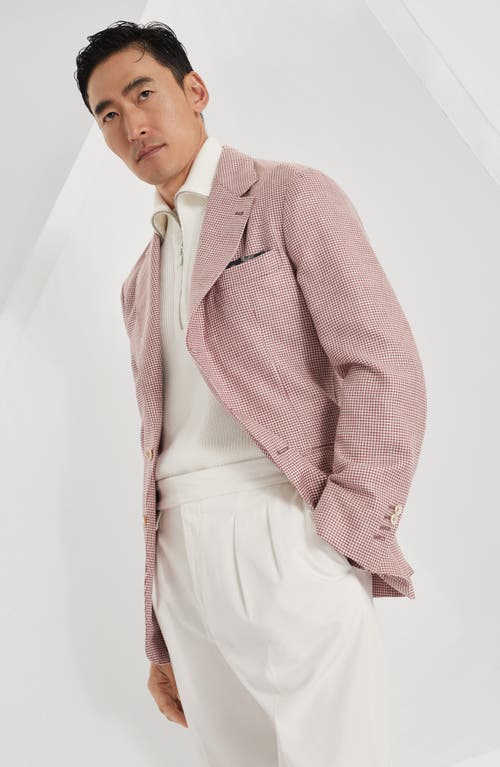 Brunello Cucinelli Houndstooth-pattern Blazer In Red