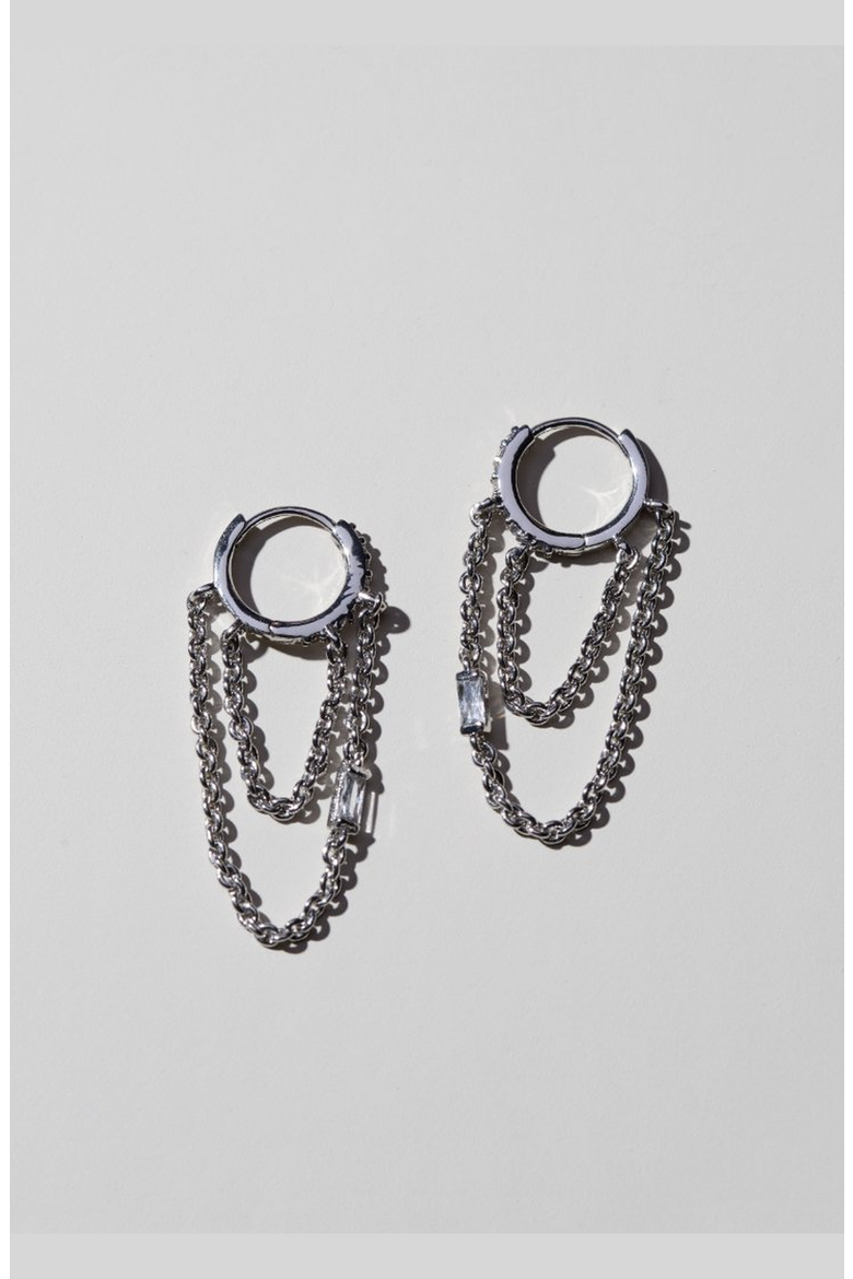 Thea Chain Huggies, Alternate, color, Silver
