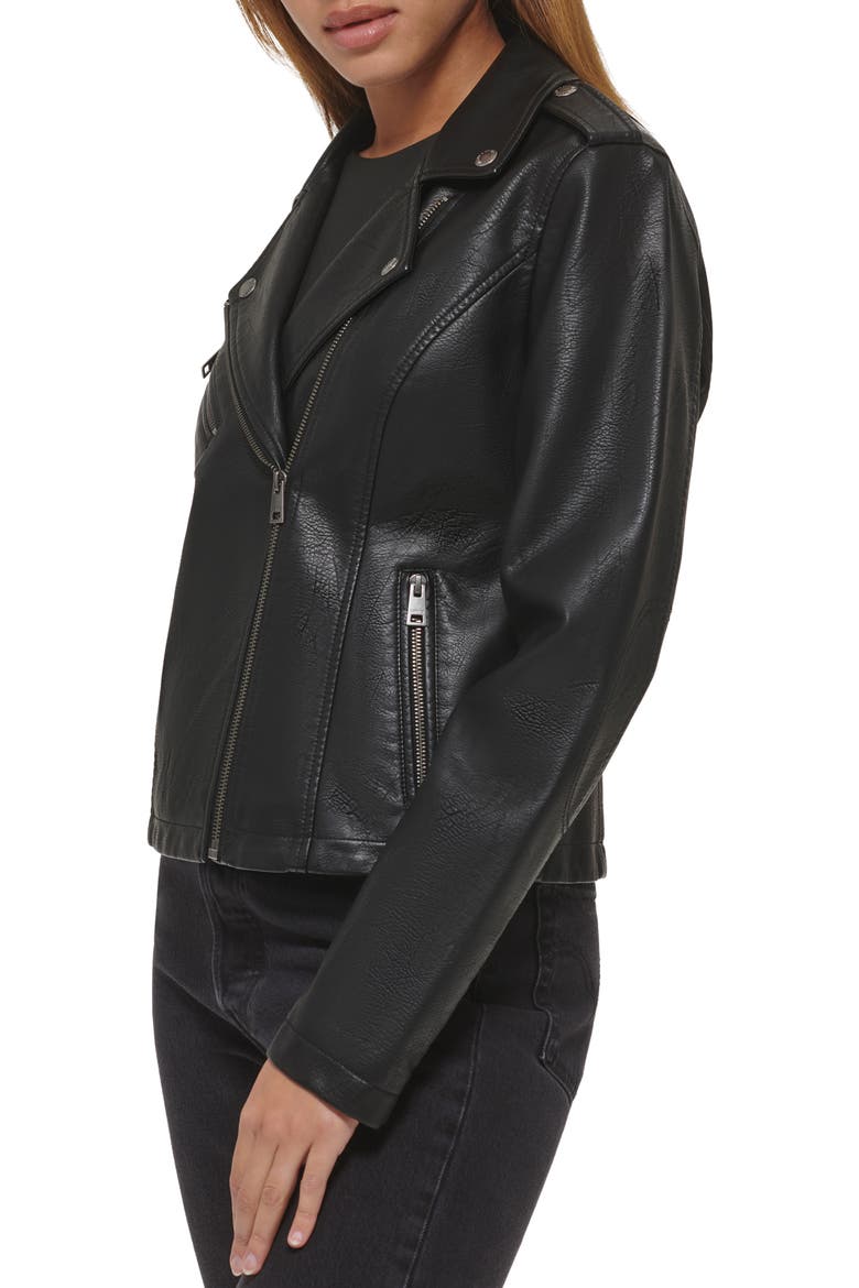 Levi's® Faux Leather Moto Jacket, Alternate, color, BLACK