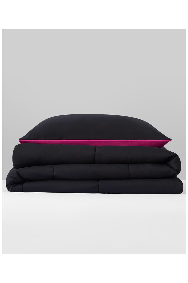 Reversible Comforter Set, Alternate, color, BLACK/HOT PINK