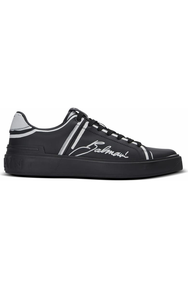 Balmain B-Court Printed Calfskin Trainers, Main, color,