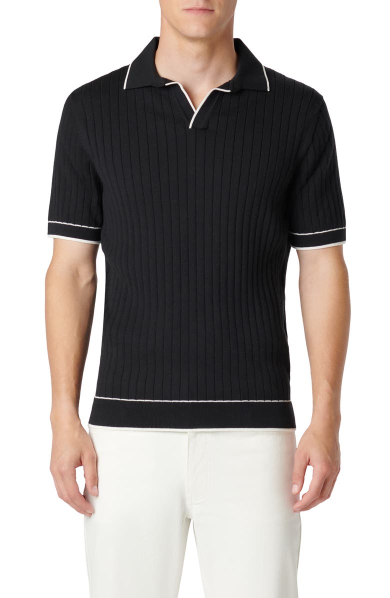 Bugatchi Johnny Collar Rib Polo, Main, color, Black