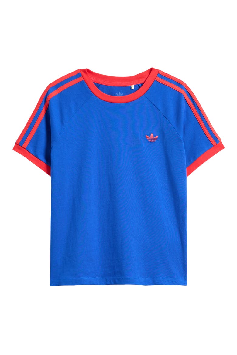 Kids' 3-Stripes Ringer T-Shirt, Main, color, BRT BLUE