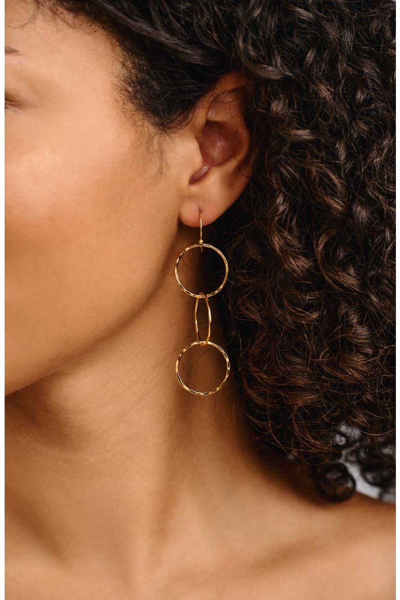 Trinity Trio Linear Drop Earrings, Alternate, color, GOLD