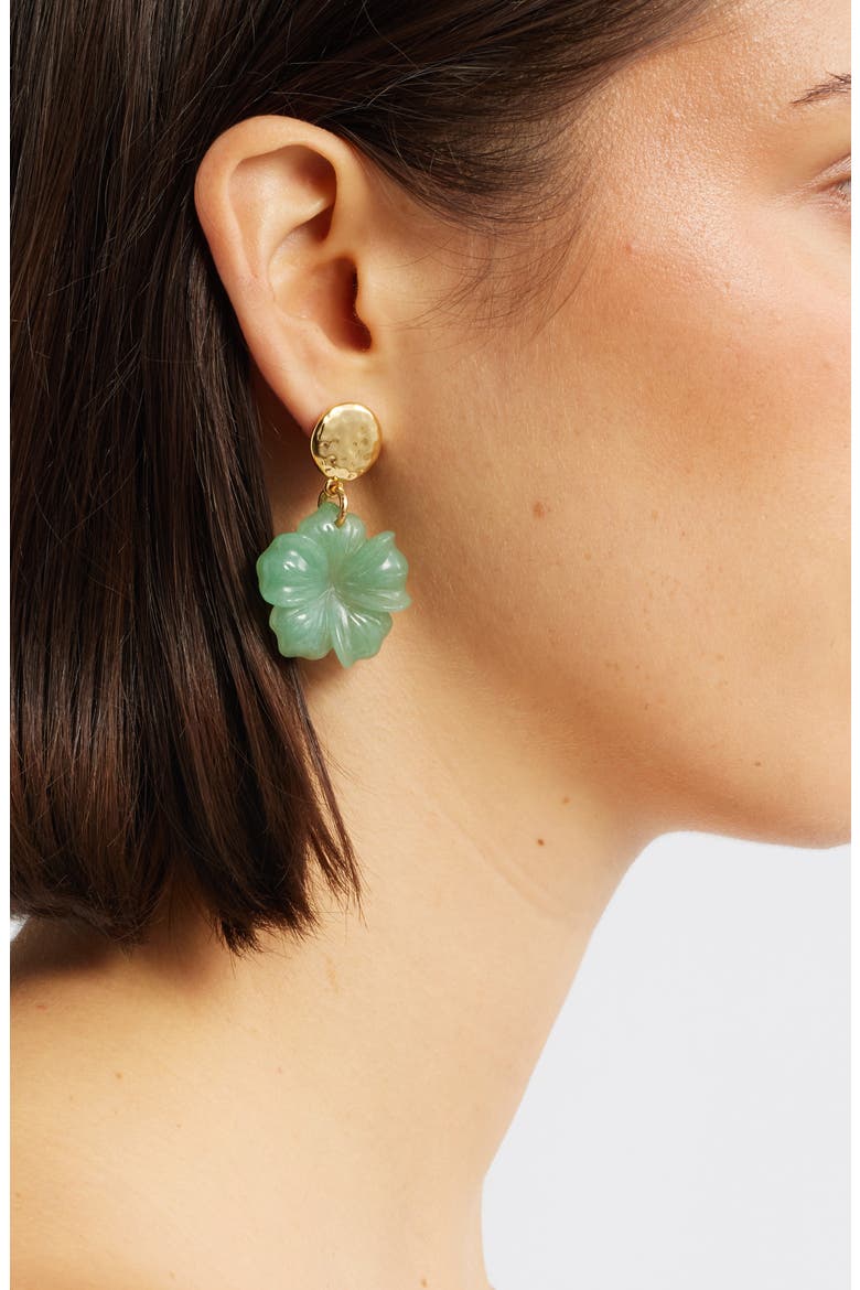 Aventurine Flower Drop Earrings, Alternate, color, GREEN