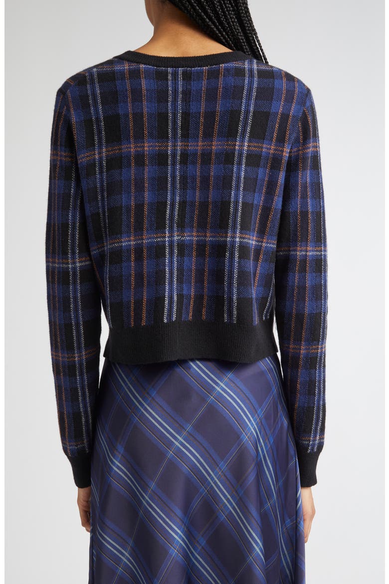 Intarsia Plaid Wool & Cashmere Cardigan, Alternate, color, CASPIAN COMBO