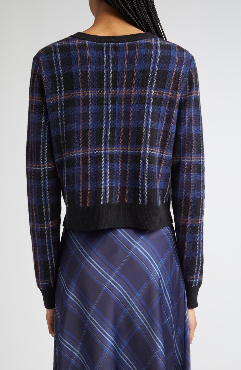 Vince Intarsia Plaid Wool & Cashmere Cardigan, Alternate, color, Caspian Combo