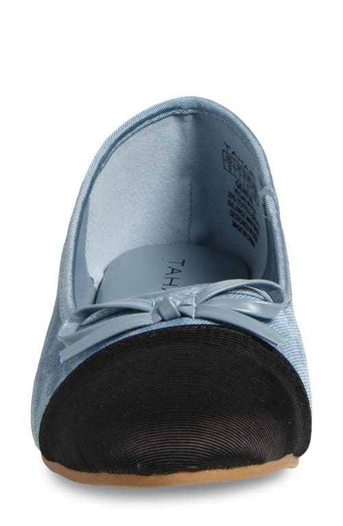 T Tahari Geneva Cap Toe Ballet Flat In Medium Blue