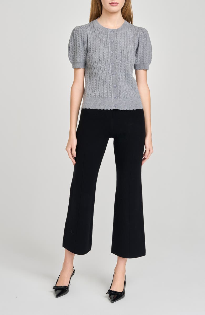 WAYF Sandra Cable Short Sleeve Cardigan, Alternate, color, Grey