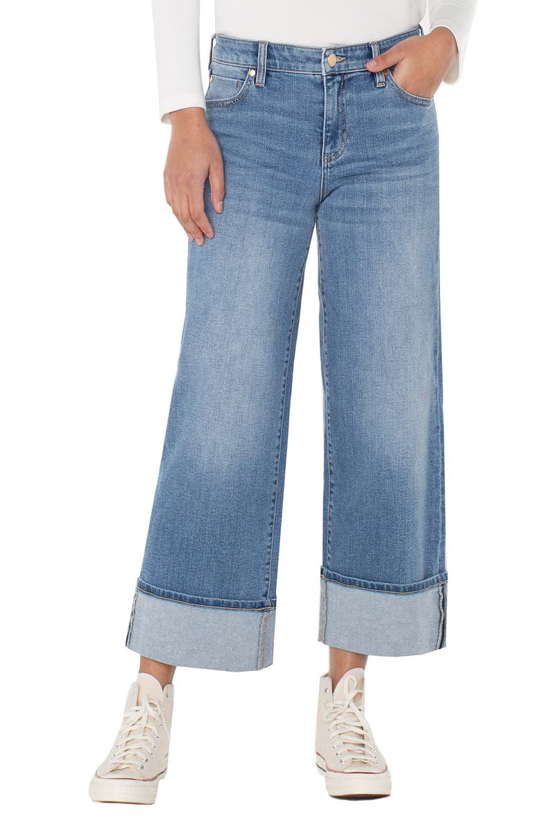 Liverpool Los Angeles Morgan High Waist Cuffed Wide Leg Jeans, Main, color, 