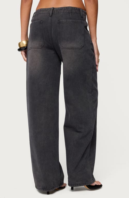 Edikted Aliyah Low Rise Wide Leg Jeans In Gray