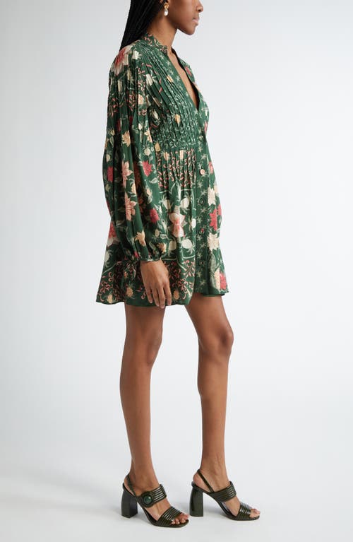 FARM RIO FARM RIO PINEAPPLE GARDEN LONG SLEEVE BUTTON FRONT MINIDRESS 