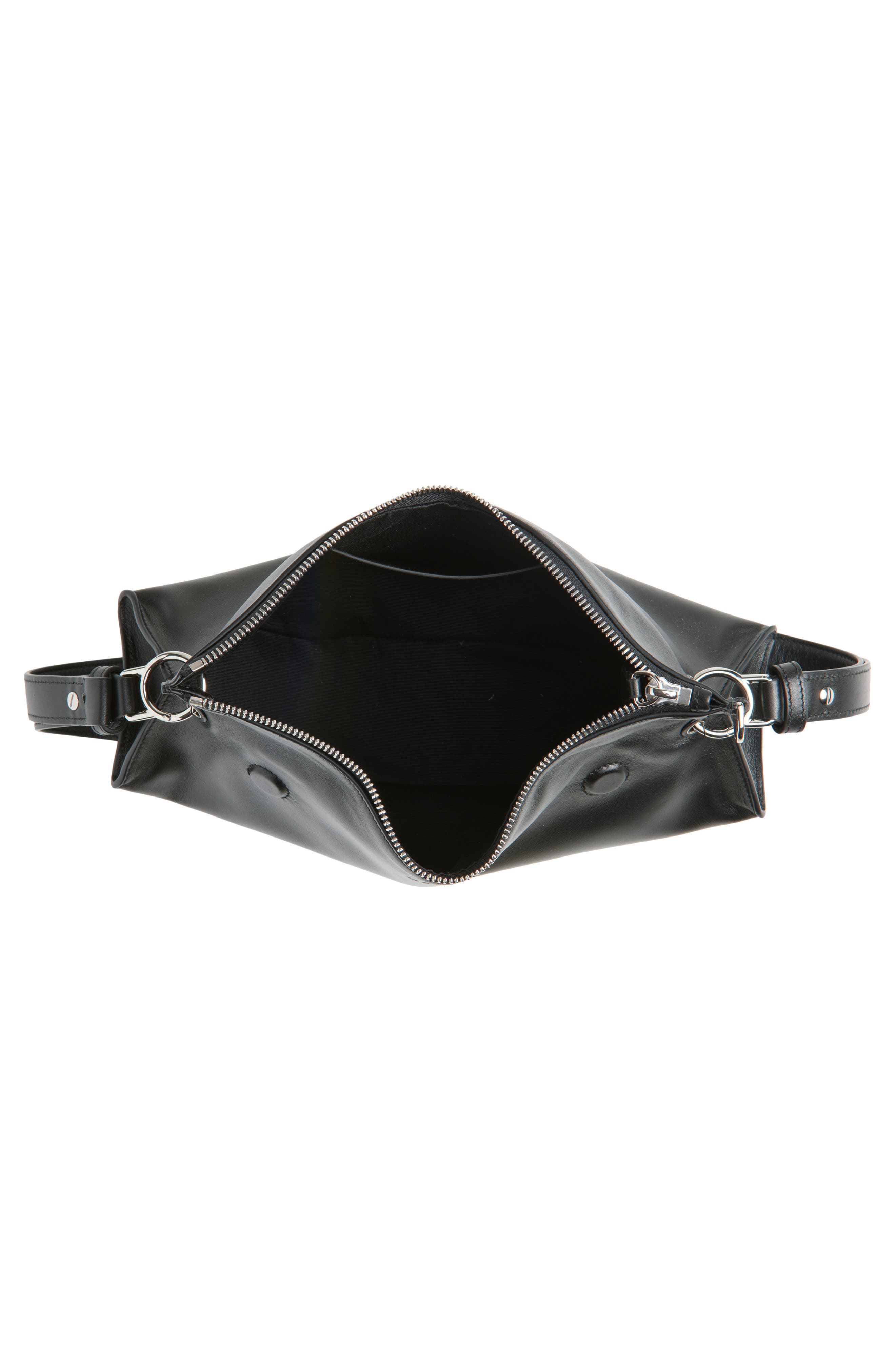 McQueen Manta Leather Clutch, Alternate, color, Black/ Silver