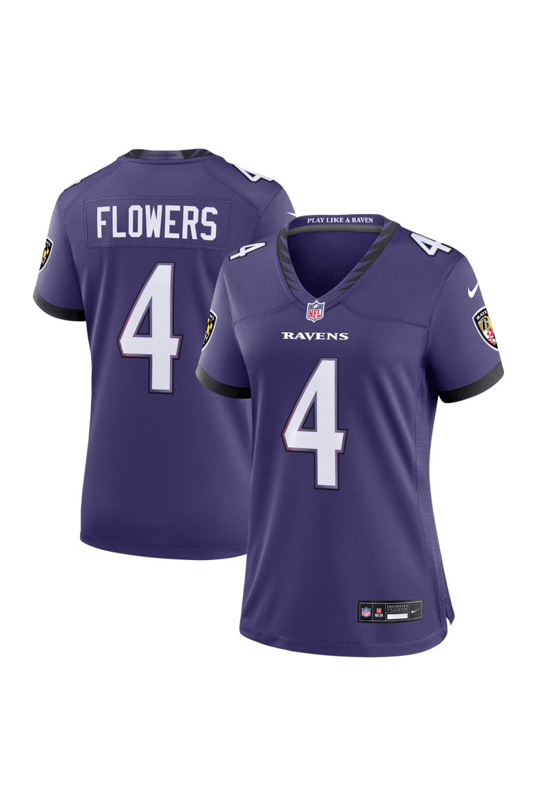 Women's Nike Zay Flowers Purple Baltimore Ravens Team Game Jersey, Main, color, Purple