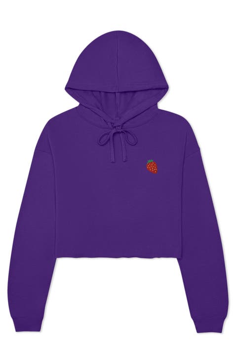 Strawberry Cropped Fleece Hoodie