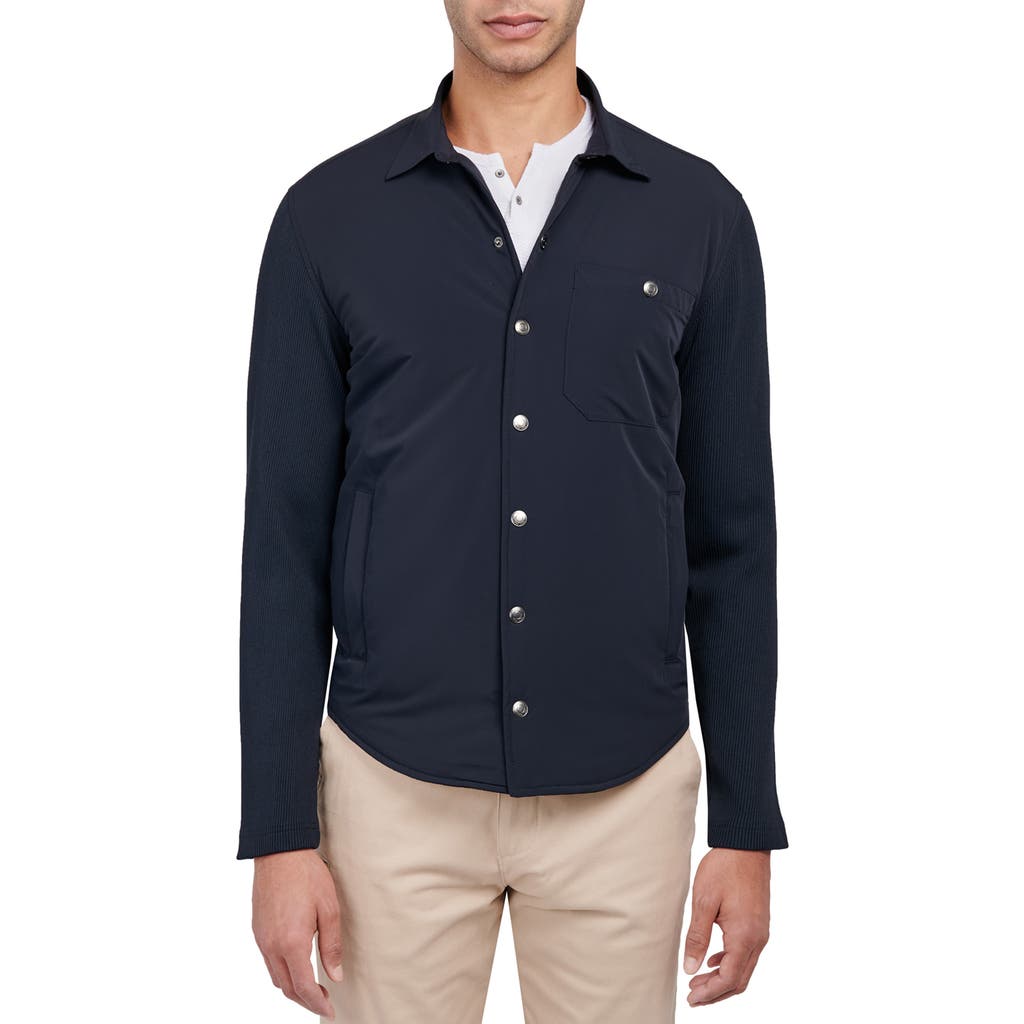 Wrk W.r.k Owen Snap-up Shirt Jacket In Blue