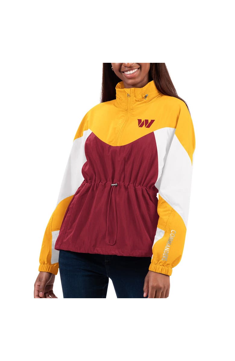 G-III 4HER BY CARL BANKS Women's G-III 4Her by Carl Banks Burgundy/Gold Washington Commanders Tie Breaker Lightweight Quarter-Zip Jacket, Main, color, 