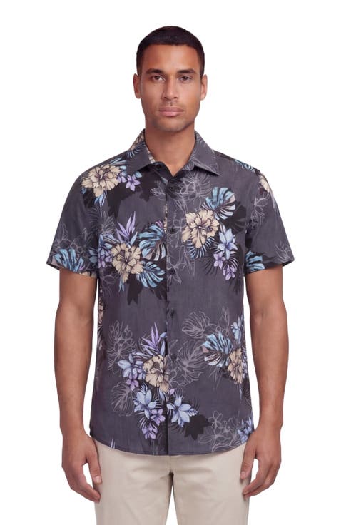 Exotic Floral Mens Linen Printed Shirt
