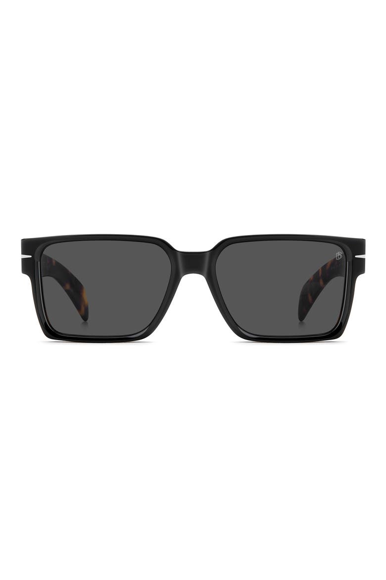 DB 7162/S 56mm Rectangular Sunglasses, Main, color, BLACK HAVANA/ GREY