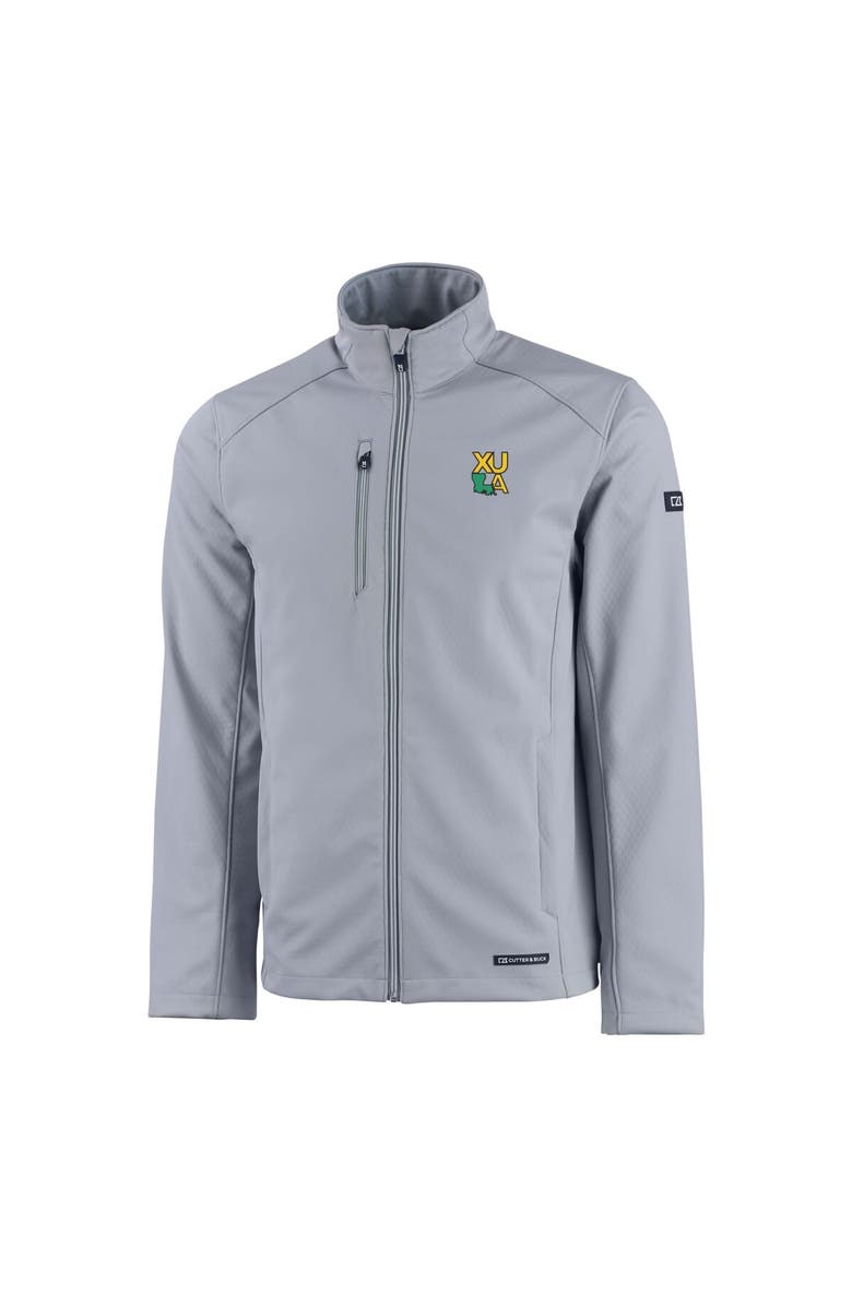Cutter & Buck Men's Cutter & Buck  Gray Xavier University of Louisiana Gold Rush Evoke Eco Softshell Recycled Full-Zip Jacket, Alternate, color, 