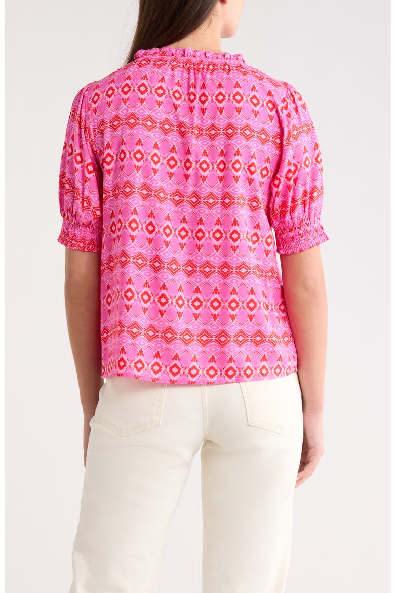 Mirany Ikat Bindy Puff Sleeve Top, Alternate, color, FUCHSIA RED MULTI