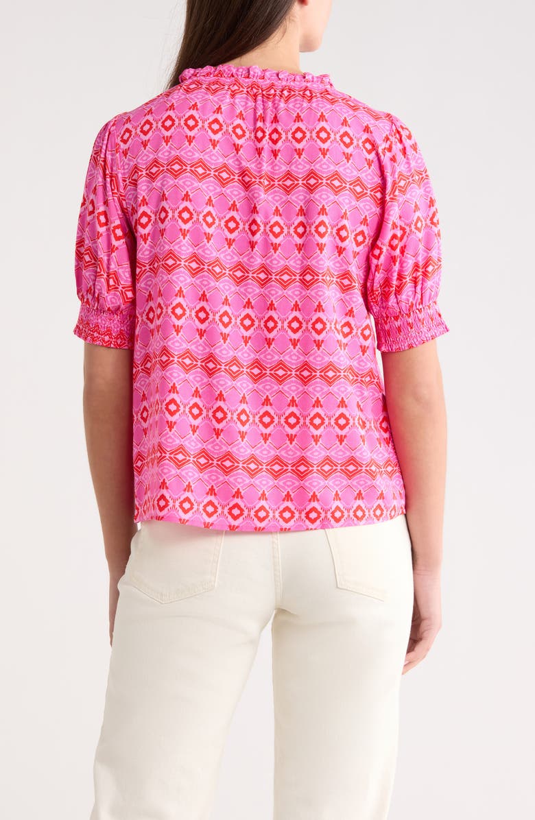 SUGARLIPS Mirany Ikat Bindy Puff Sleeve Top, Alternate, color, Fuchsia Red Multi