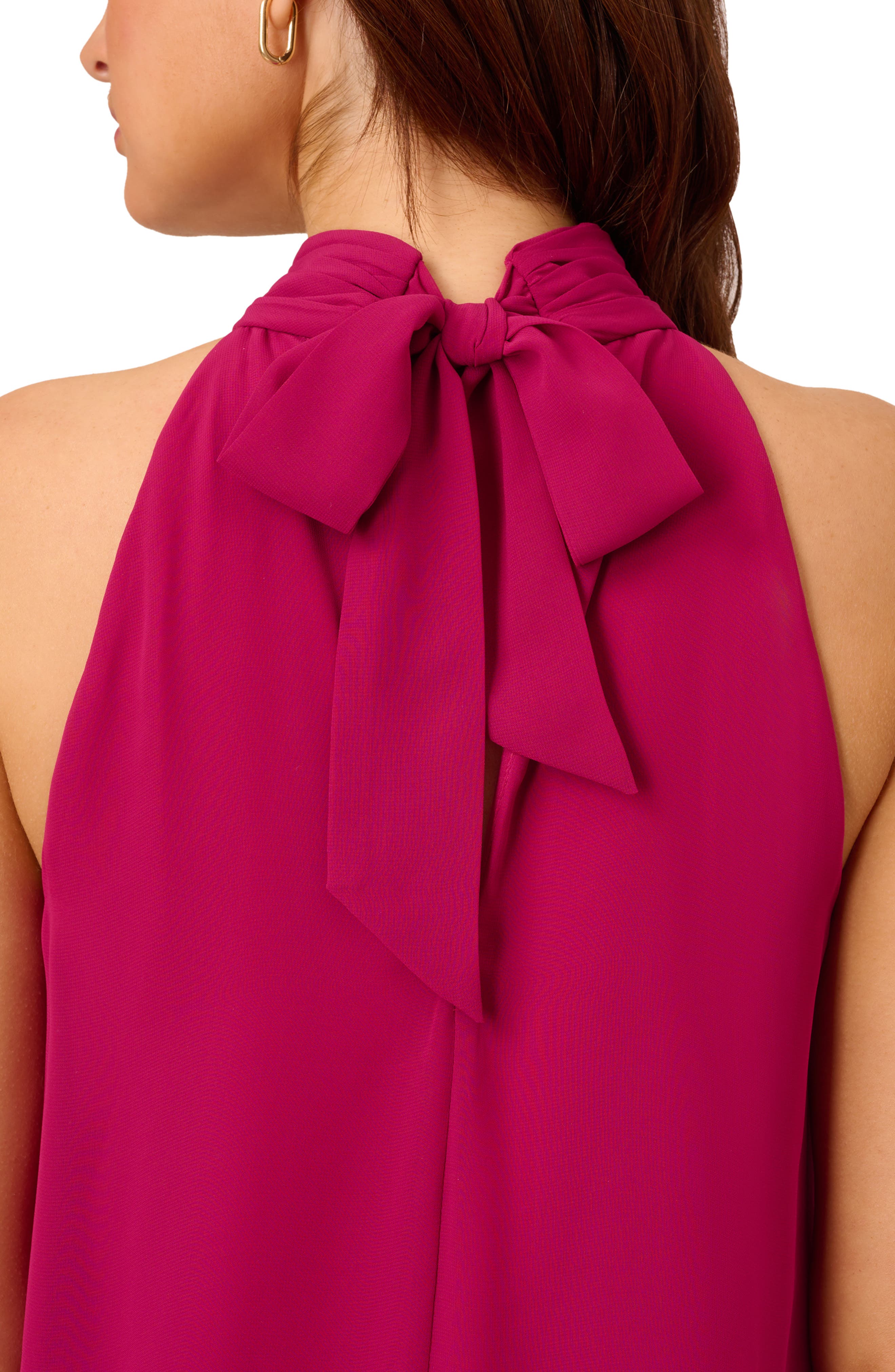 Adrianna Papell Halter Neck Chiffon Dress — фото 3